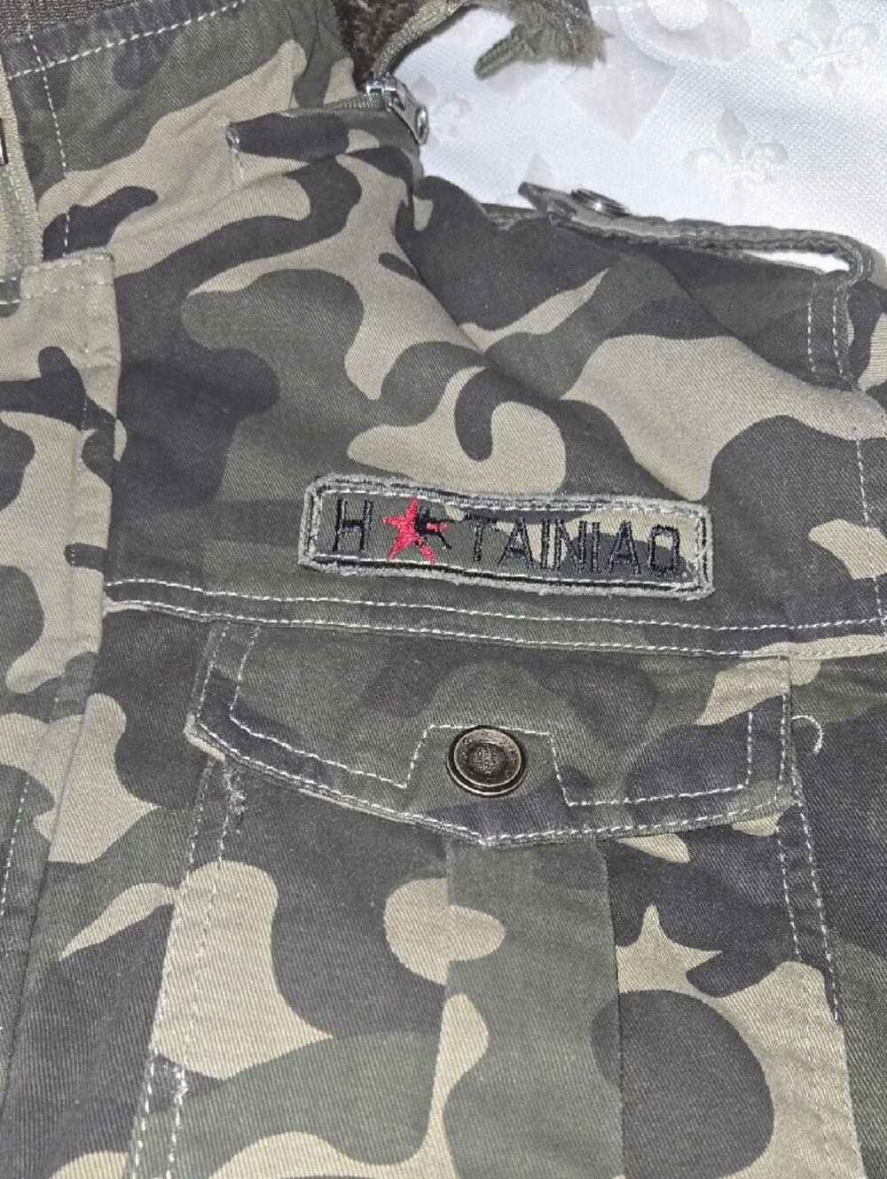 H.T. Niao Men's Camouflage Utility Jacket - Olive Camo Heavyweight